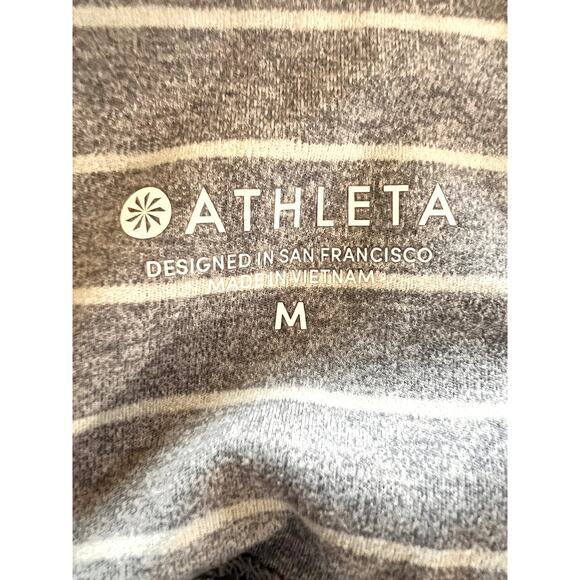 Athleta Salutation Leggings Gray Stripe High Rise 7/8 Powervita Size M - Picture 6 of 8